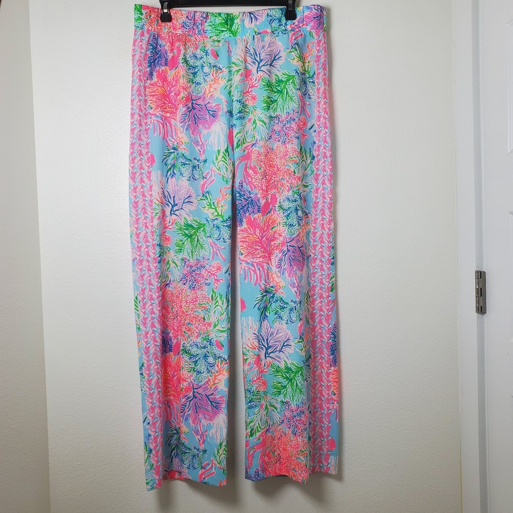 Lilly Pulitzer Bal Harbour Palazzo Pants Celestial Blue Cay to My Heart 011783 L - Picture 11 of 11